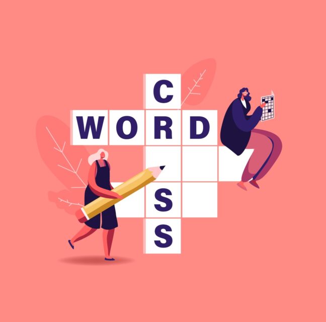 Illustration of a crossword grid spelling word and cross