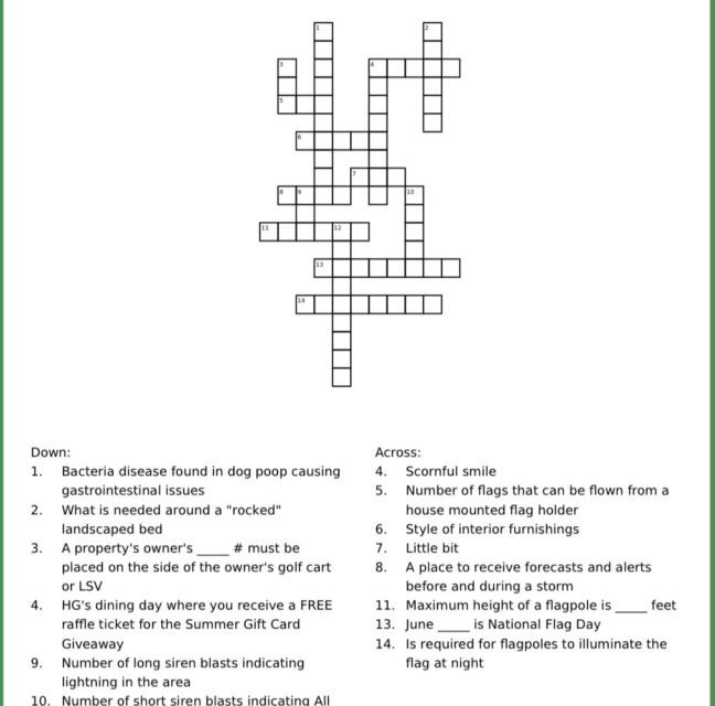 Herons Glen crossword puzzle