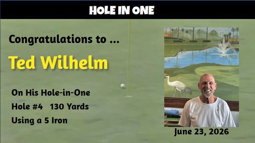 Ted Wilhelm smiling after his hole-in-one on Hole 4