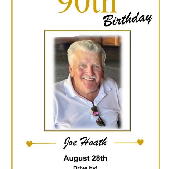 Joe Hoath smiling, celebrating his 90th birthday