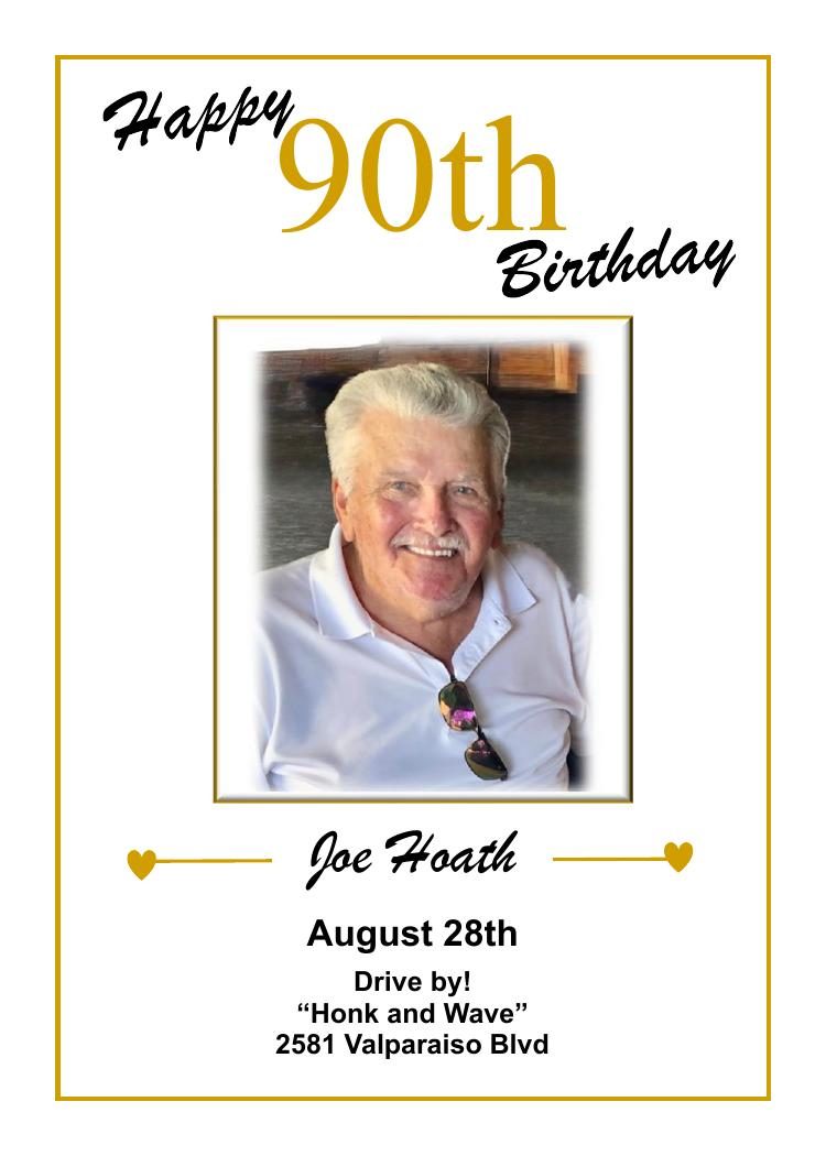 Joe Hoath smiling, celebrating his 90th birthday