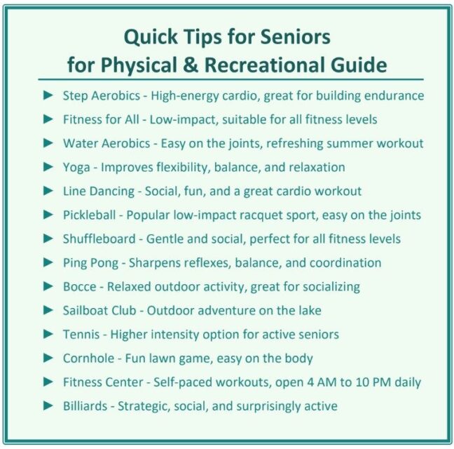 Quick tips for seniors: physical and recreational activity guide