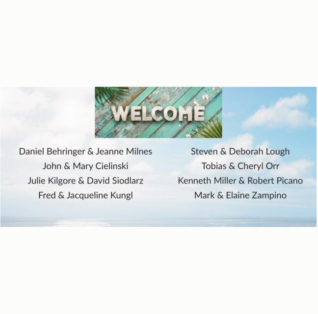 Welcome banner listing the new Herons Glen residents for October