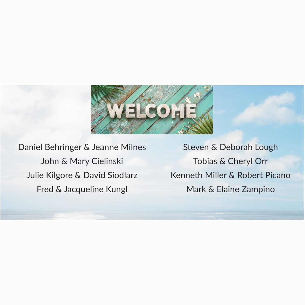 Welcome banner listing the new Herons Glen residents for October