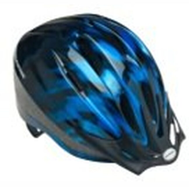 Blue bicycle helmet