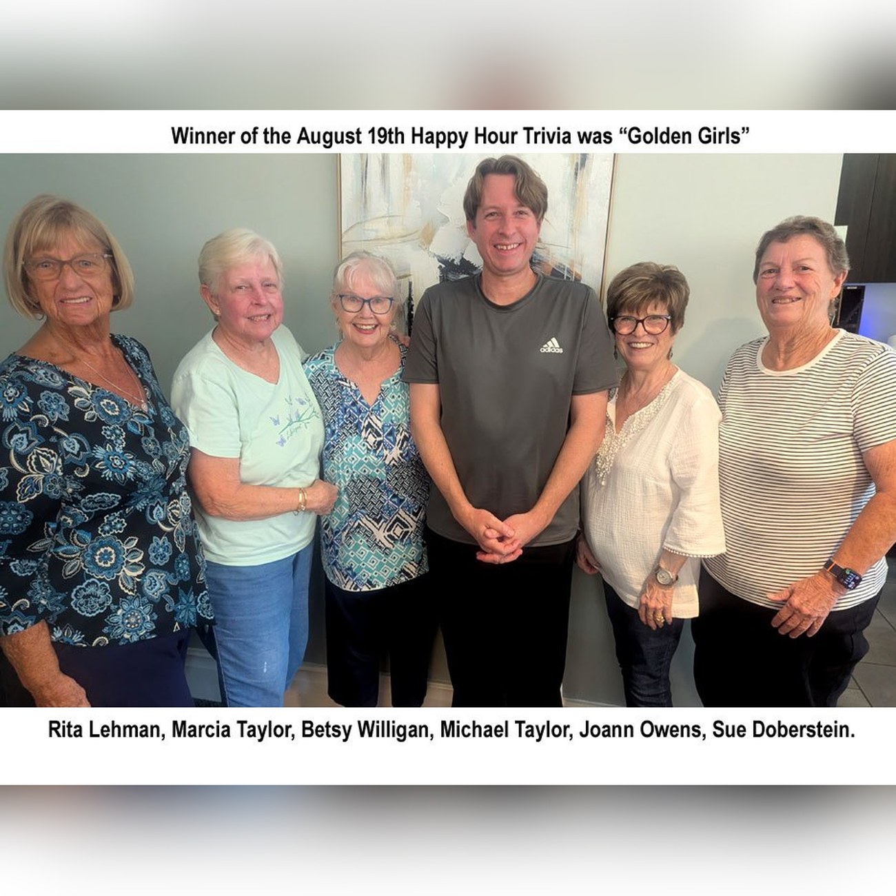 Golden Girls team, winners of the August 19 Happy Hour Trivia