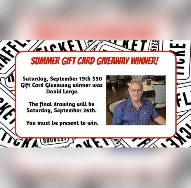 Summer Gift Card Giveaway winner David Large