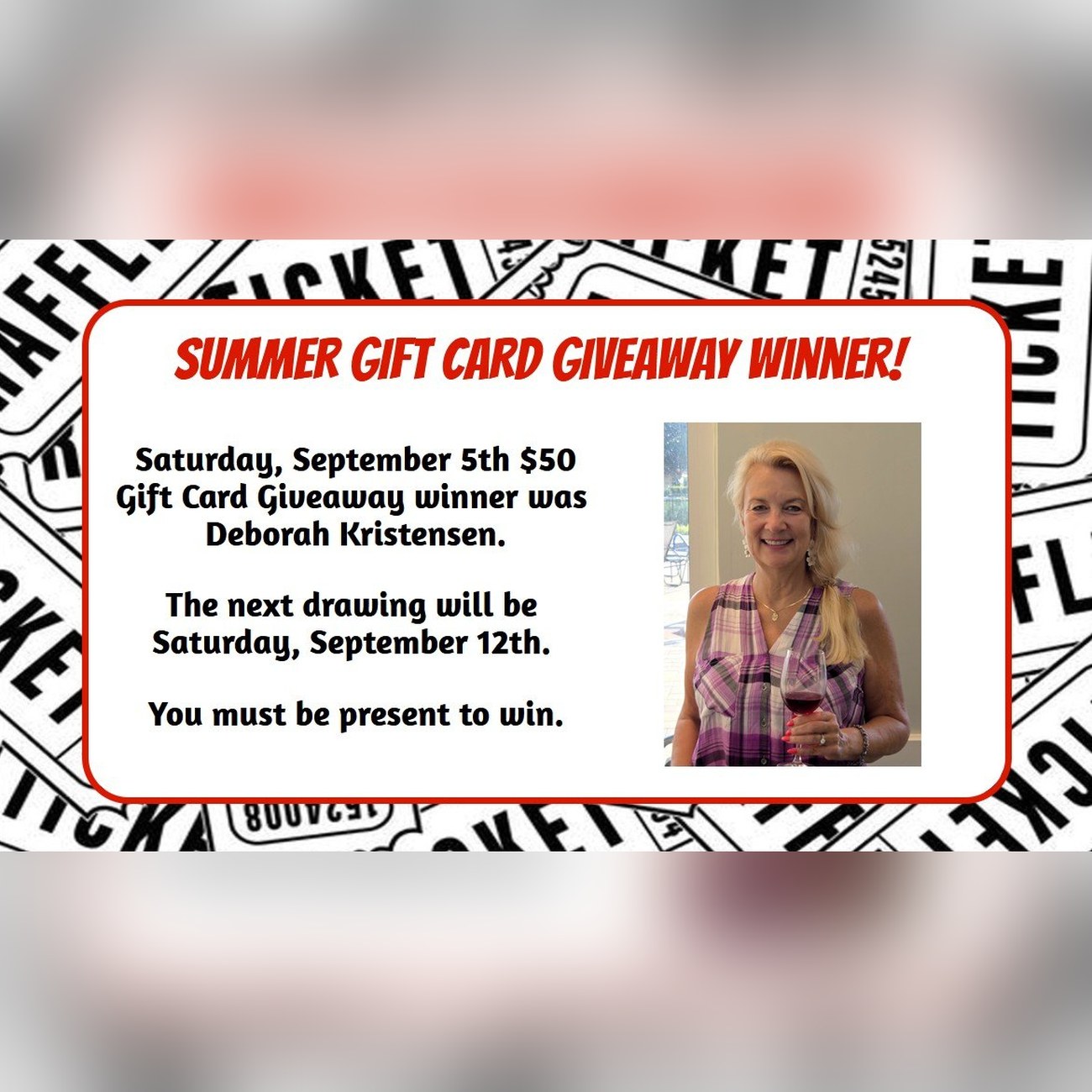 Summer Gift Card Giveaway winner Deborah Kristensen